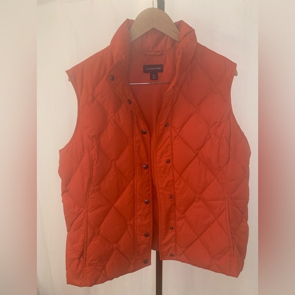 Lands' End Jackets & Coats Lands End Orange Down Puffer Vest Jacket Poshmark